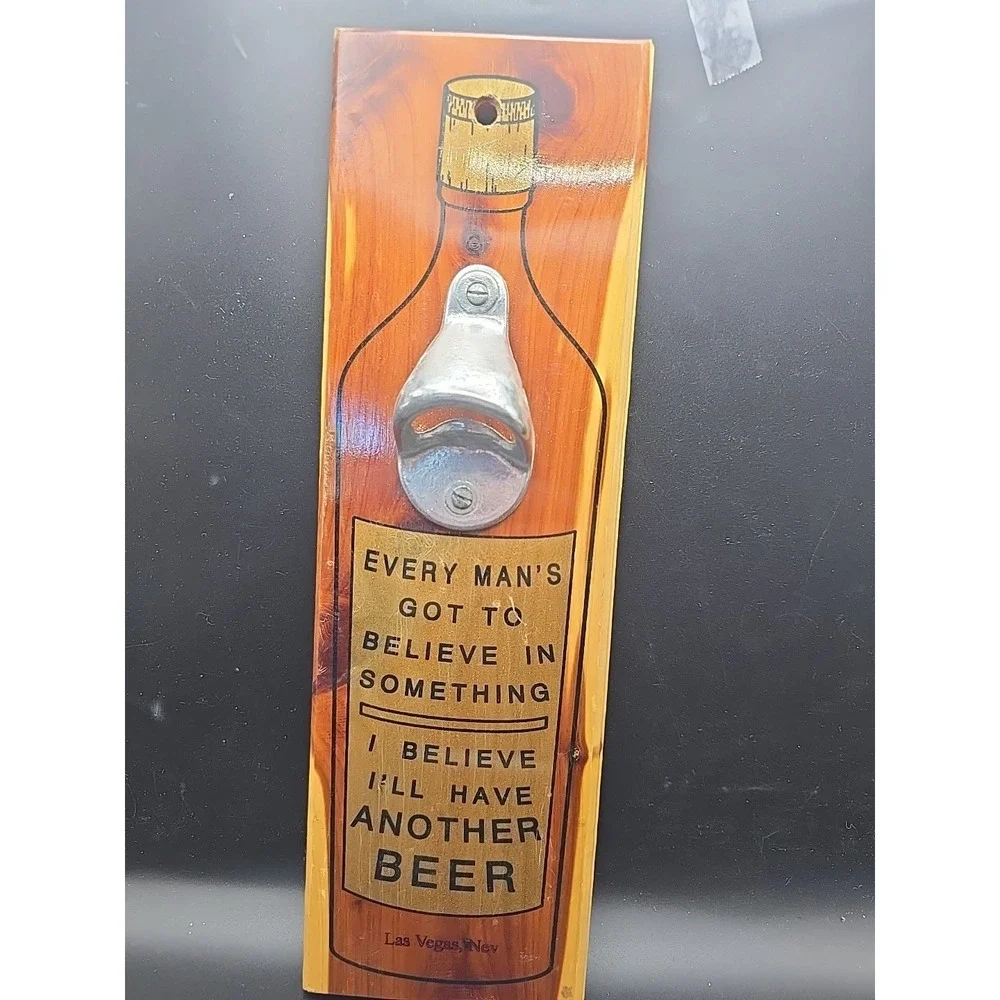 Vintage Old Wall‎ Bottle Opener CRYSTAL CAVE KUTZTOWN, PA Have Another Beer Wood